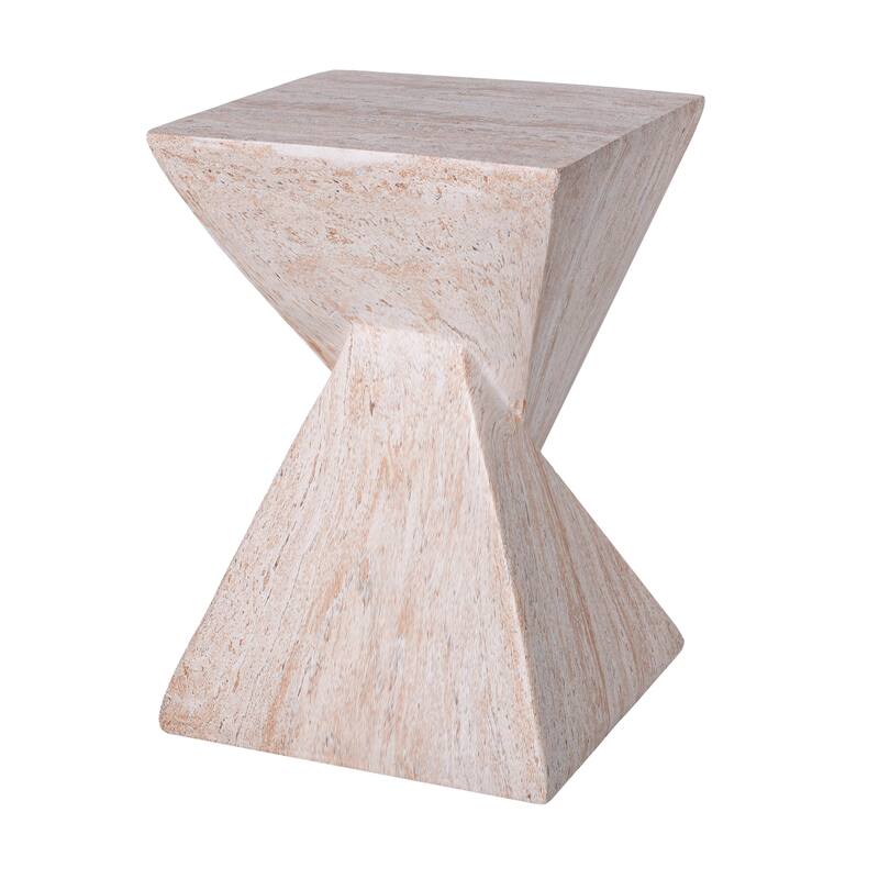 Christopher Knight Home - Modern Indoor/Outdoor 18.5"H Geometric Faux Marble MgO Accent Side Table with Sculptural Fluted Design