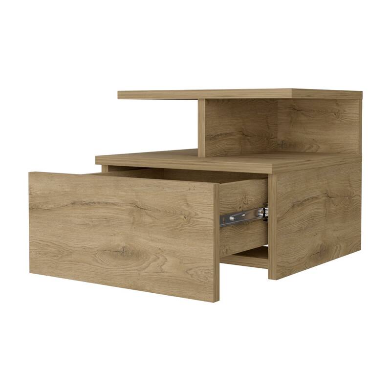 2-Tier Floating Wall-Mounted Nightstand with Ample Storage Space