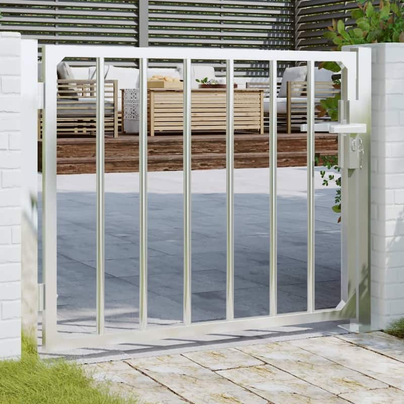 vidaXL Garden Gate Locking Fence Entrance Barrier Patio Lawn Stainless Steel