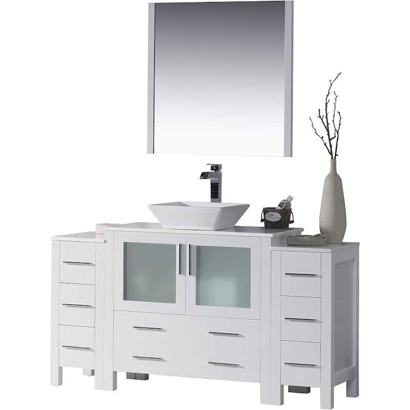 Blossom Sydney 60 Inch Bathroom Vanity with 2 Side Cabinets & Mirrors - Glossy White - Glossy