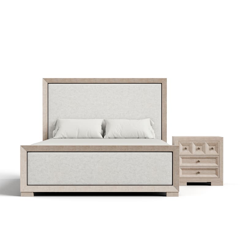Furniture of America Durem II Modern 2-Piece Solid Wood Panel Bedroom Set with 3-Drawer Nightstand