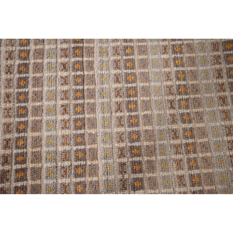All-Over Checkered Moroccan Area Rug Handmade Wool Carpet - 4'11"x 7'6"