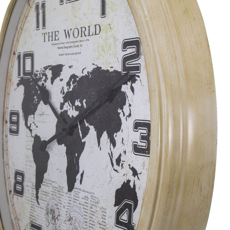 Rustic World Map, 37"D Wall Clock