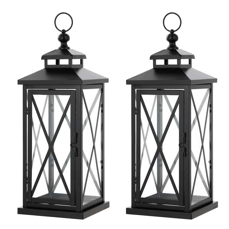 SAFAVIEH Lighting Jiska Outdoor Lantern - 7" W x 7" D x 21" H - 7Wx7Dx21H