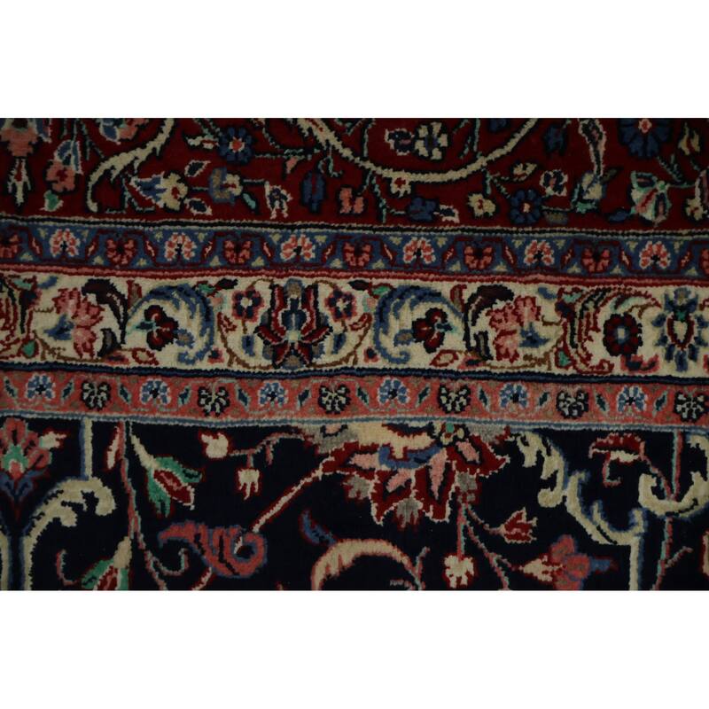 Hand Knotted Oriental 100% Wool Carpet Traditional Traditional Navy Blue & Blues Sarouk Area Rug - 14' 5'' X 10' 4''