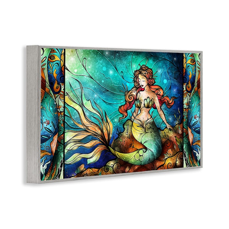 Stupell Elegant Seated Mermaid Framed Giclee Art Design By Mandie Manzano