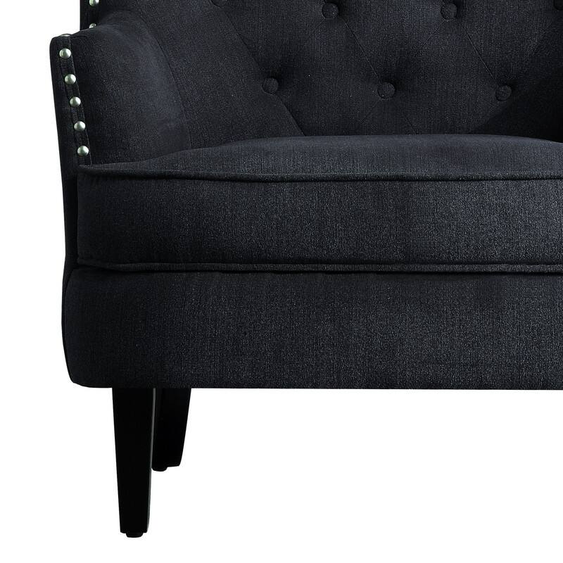 Moser Bay Mignon Velvet / Linen 30'' Wide Tufted Wingback Accent Chair