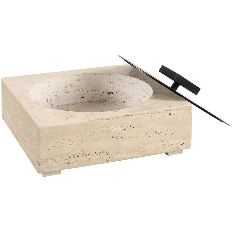 Uttermost 18196 Natural Luxe 4-1/2" Tall Iron and Travertine Boxes