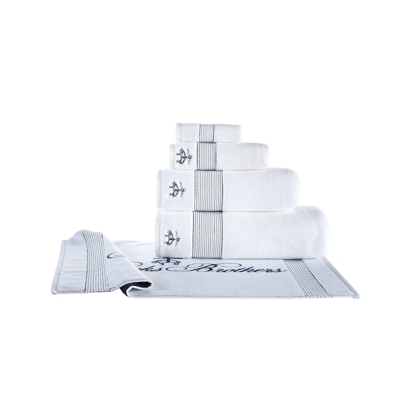 Brooks Brothers Rope Stripe Border 2 pcs Bath Towels