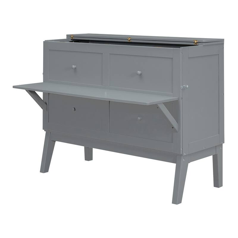 Murphy Bed Platform Bed with USB Port & Removable Shelves On Each Side