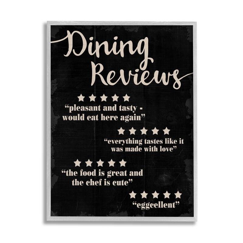 Stupell Dining Reviews Five Star Kitchen Black Funny Word Design Black Framed Wall Art, Proudly Made in USA - 24 x 30 - Grey