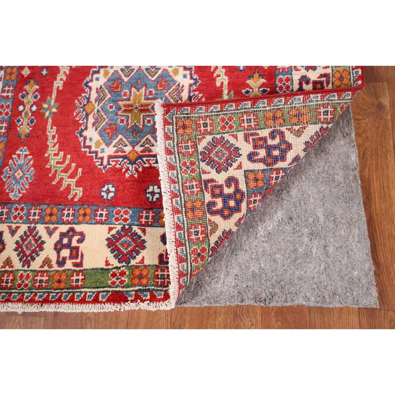 Red Kazak Oriental Accent Rug Handmade Wool Carpet - 3'2" x 5'6"