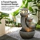 preview thumbnail 10 of 19, Glitzhome 32"H 4-Tiered Zen Pagoda Polyresin LED Lighted Outdoor Floor Water Fountain