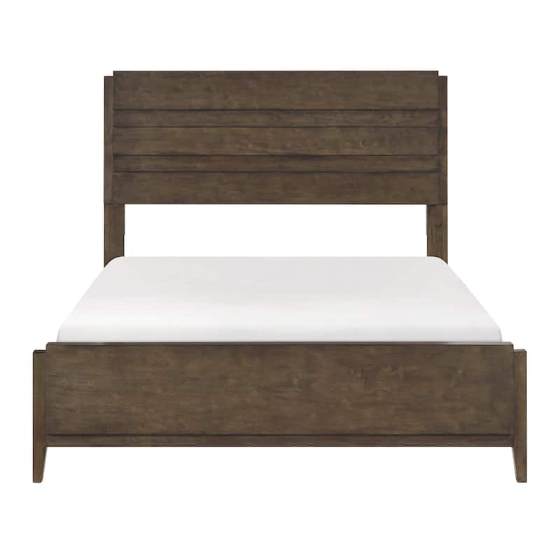 4pc Set Bedroom Furniture Dark Walnut Finish Bed Nightstand Dresser Mirror