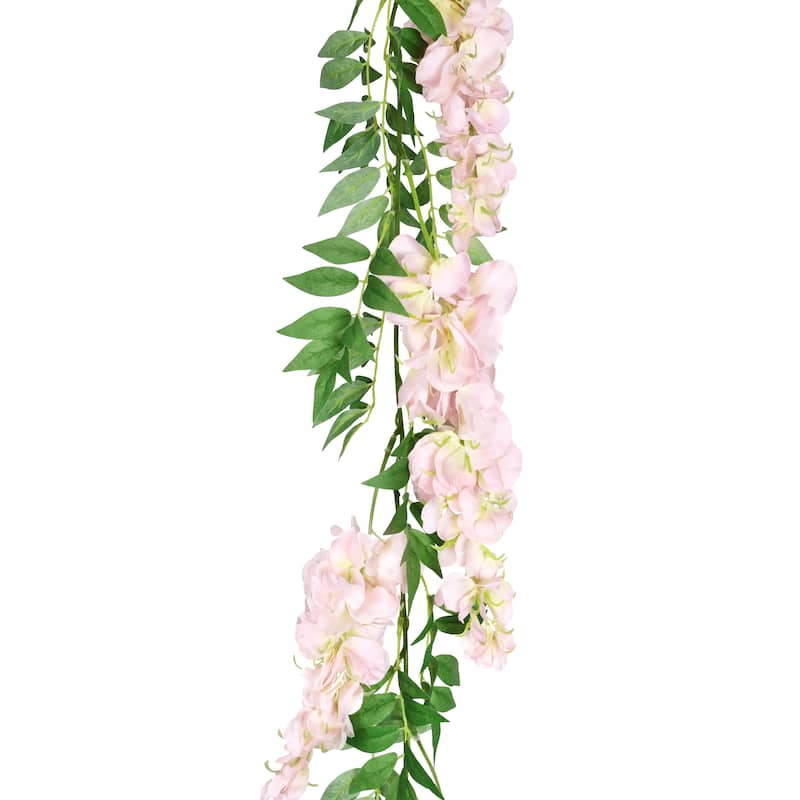 Set of 2 Blush Pink Artificial Wisteria Flower Garland Hanging Vine 6ft - Blush Pink - 72" L x 6" W x 6" DP