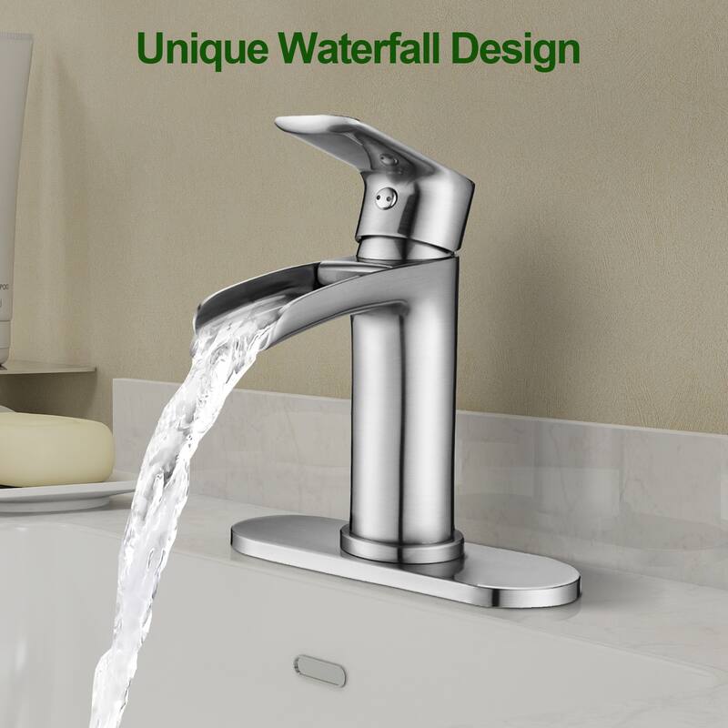 Topcraft Single Handle Waterfall Bathroom Faucet with Baseplate