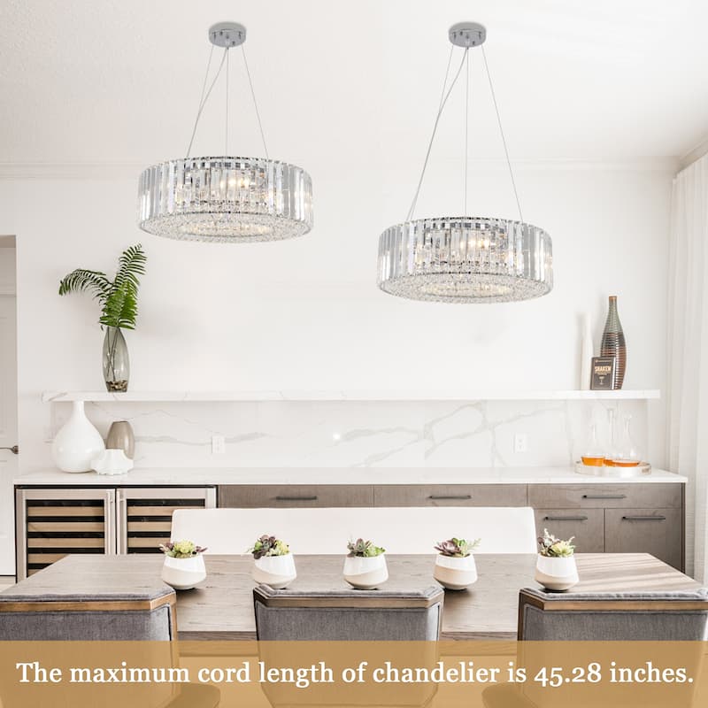 6-Light Metal Hanging Pendant Design Linear Crystal Chandelier Lighting for Dining Room Kitchen Island