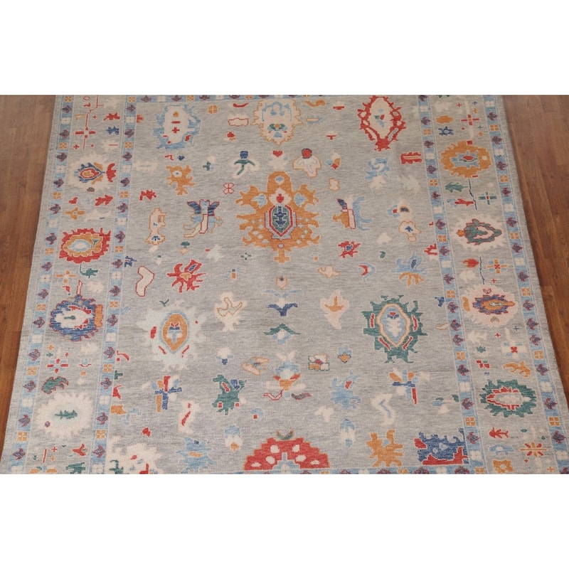 All-Over Oushak Area Rug Wool Carpet - 7'11"x 9'9"