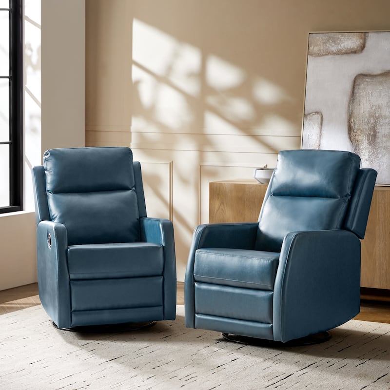 Esteban Modern Faux Leather Manual Rocking Swivel Recliner with Wingback Set of 2
