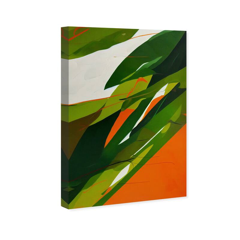 Wynwood Studio Canvas Floral and Botanical Tropical Abstraction Green and Pumpkin Tropical Wall Art Canvas Print - Green, Orange