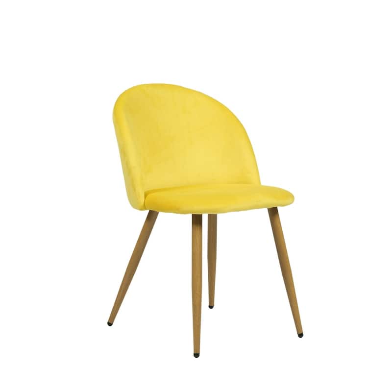 HomyLin Modern Upholstered Fabric Dining Chair Mid Back Armless - Single - Yellow