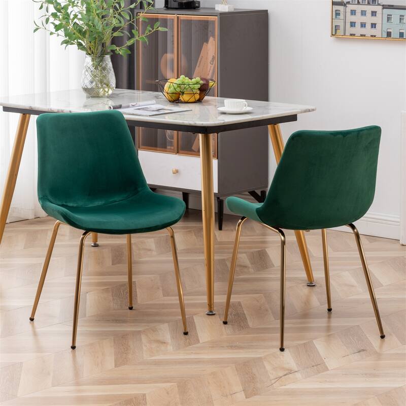 Modern Velvet Dining Chair, Set of 2, Blue/Green/Red