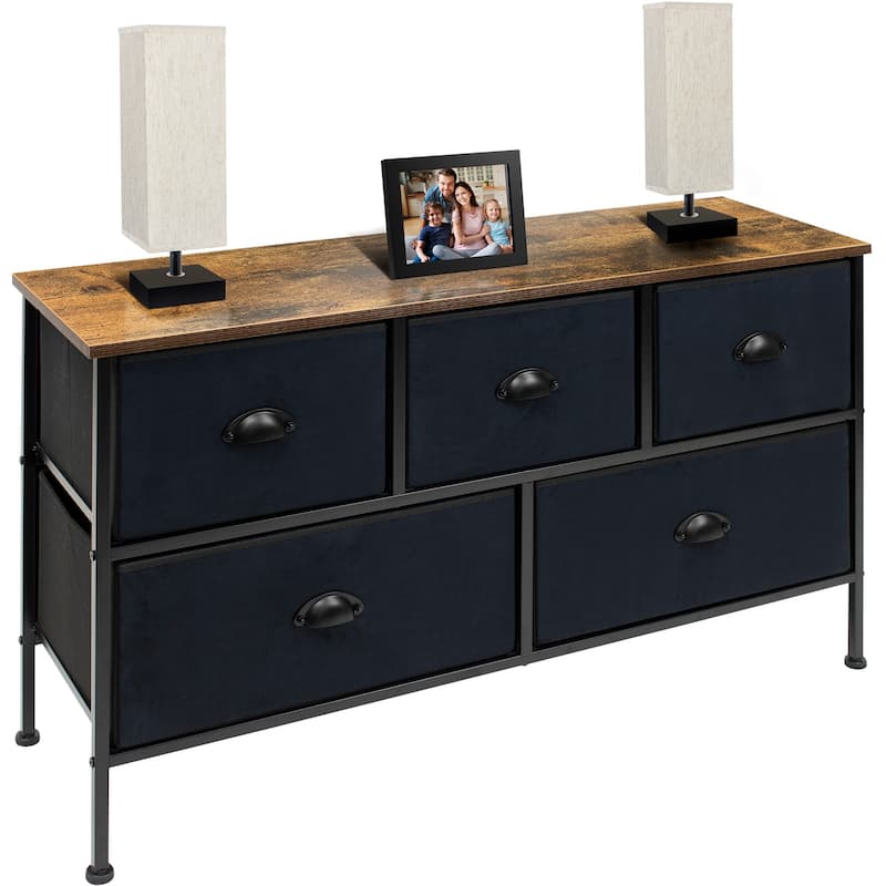 Sorbus Wide Dresser / TV Stand with 5 Drawers for Bedroom, Rustic Farmhouse Décor