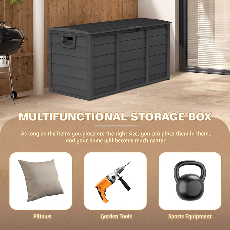 SUNCROWN 75-120 Gallon Weatherproof Resin Outdoor Storage Deck Box for Furniture and Supplies