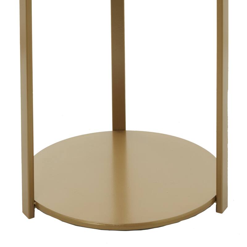 Metal 1 Shelf Accent Table with Shaded Glass Top - Bronze - Roche River Decor