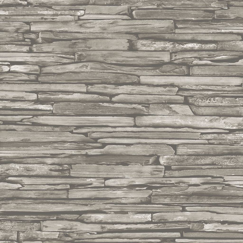 A-Street Prints McGuire Taupe Stacked Slate Wallpaper