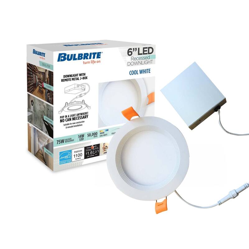 Bulbrite Pack of (2) LED 6" Round Recessed Downlight Fixture with Metal Jbox, 75W Equivalent