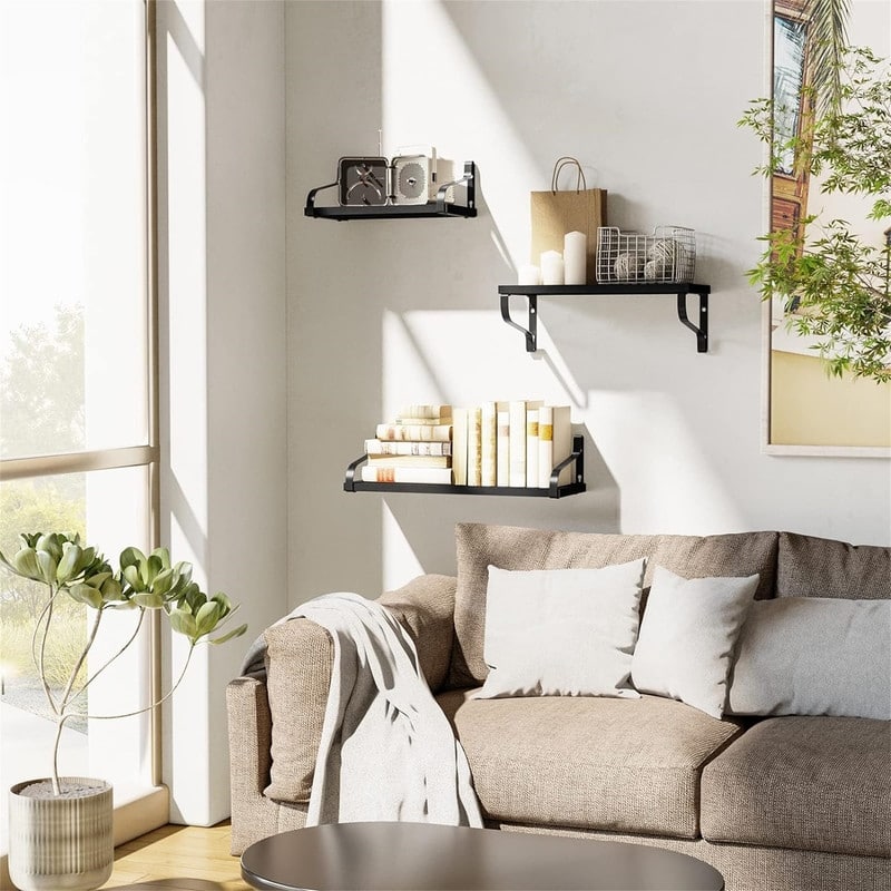 Floating Shelves Wall Mounted Set of 3 - 16.93"D x 6.14"W x 4.17"H