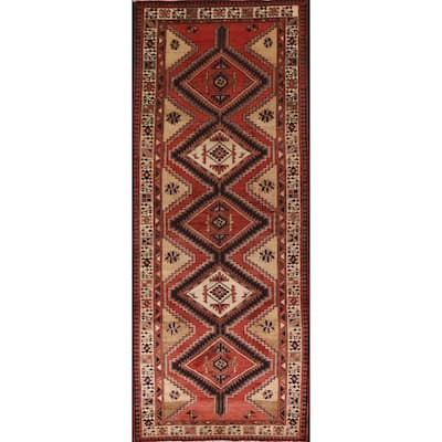 Ardebil Persian Vintage Runner Rug Hand-knotted Wool Carpet - 3'7"x 10'3"