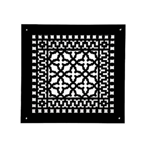 slide 2 of 5, Reggio Registers Scroll Series 12" x 12" Grille with Mounting Holes Black Aluminum