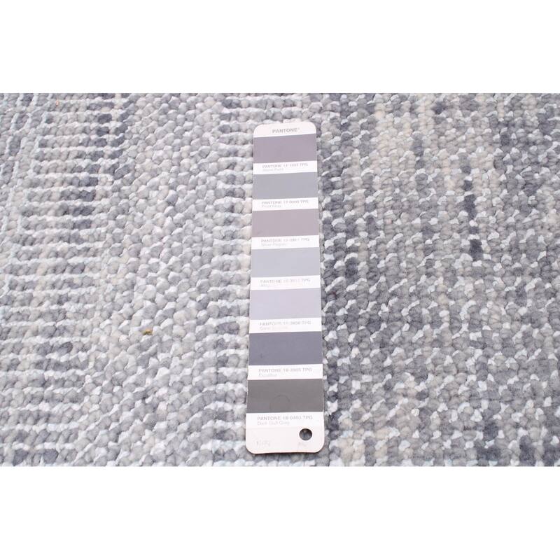 ECARPETGALLERY Hand-knotted Silk Shadow Grey Wool Rug - 8'9 x 11'9