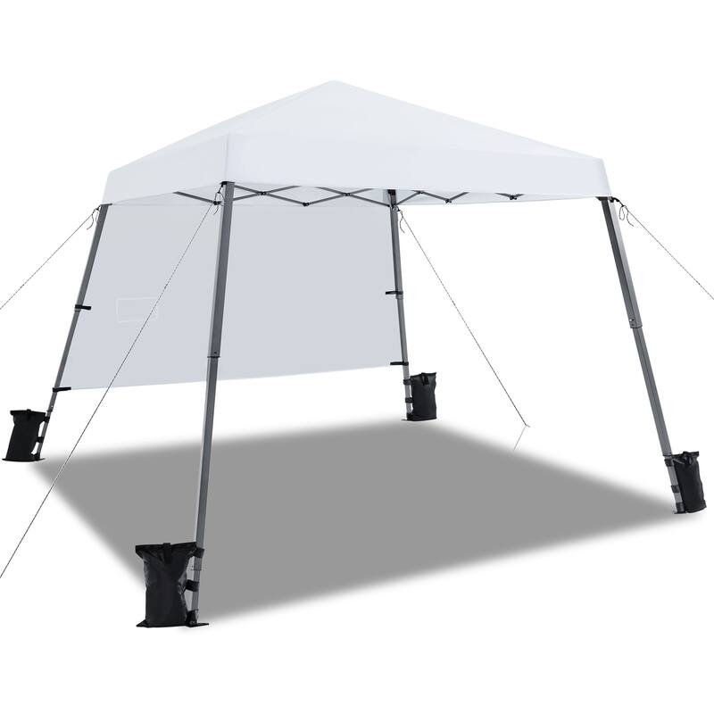 Yaheetech 10x10ft One-person Set Up Pop-up Canopy Tent with Side Panel - White