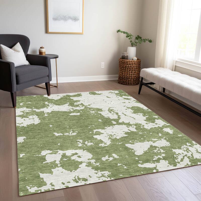 Machine Washable Indoor/ Outdoor Chantille Abstract Rug