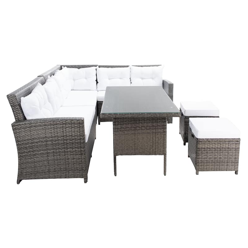 SAFAVIEH Outdoor Miki 5-piece Wicker Sectional Patio Dining Set