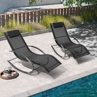 Pellebant Patio Rocking Chairs Chaise Lounge Chairs (Set of 2) - Bed ...