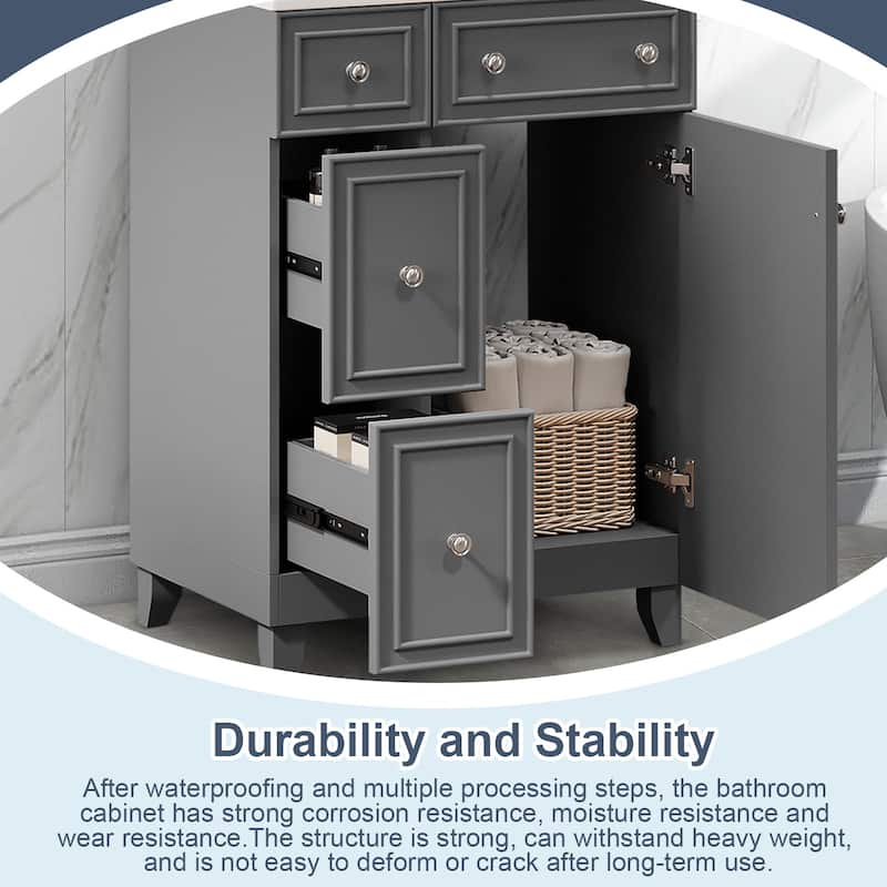 24" Bathroom Vanity Cabinet with Ceramic Sink