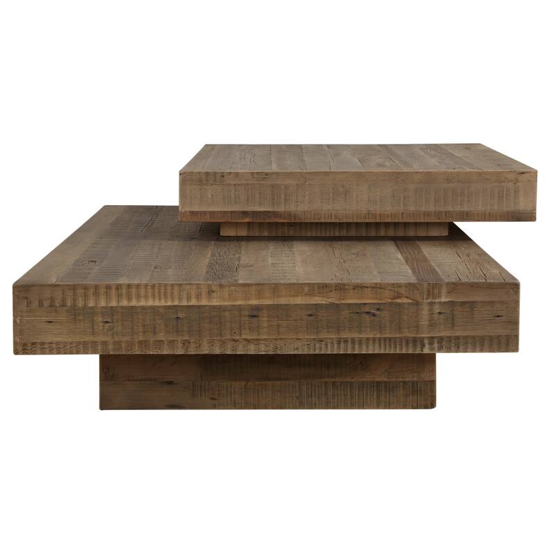 Modern Reclaimed Oak Coffee Table - 57" - Brown