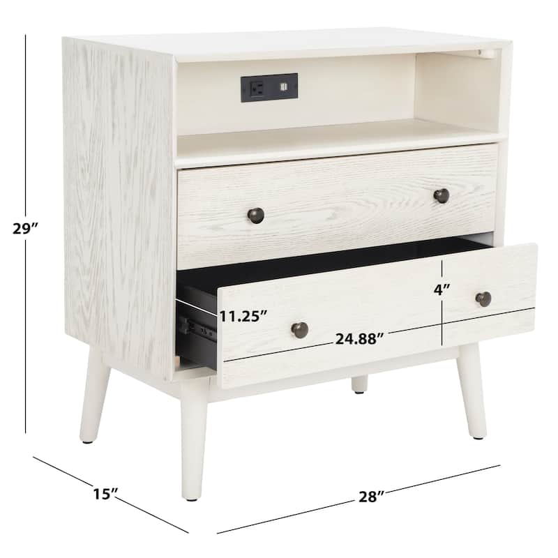 SAFAVIEH Anie 2-Drawer 1-Shelf Chest with USB Charging Port