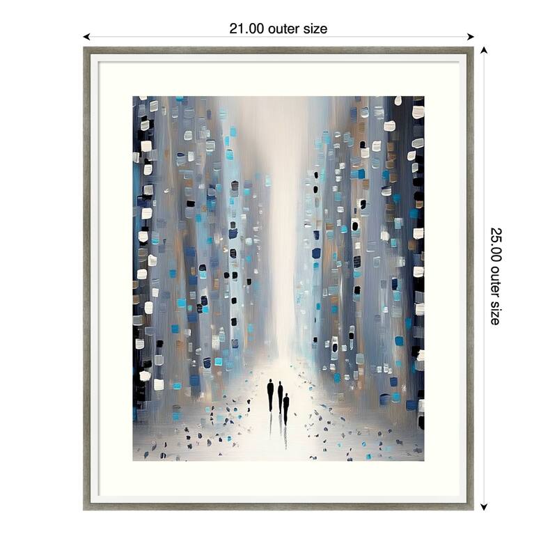 Network Figures No. 1 by Tradelink inhouse artist Wood Framed Wall Art Print - Lucie Silver White - 21 x 25 in