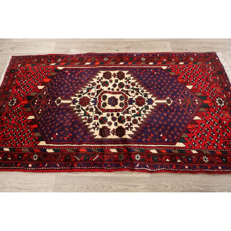 Geometric Hamedan Persian Traditional Area Rug Wool Hand-knotted - 3'2" x 5'8"