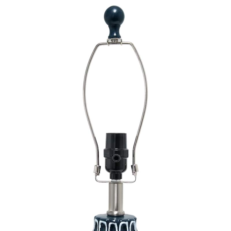 22 in. Blue Finish Table Lamp with White Shade, Sturdy Table Lamp for Living Rooms and Bedrooms