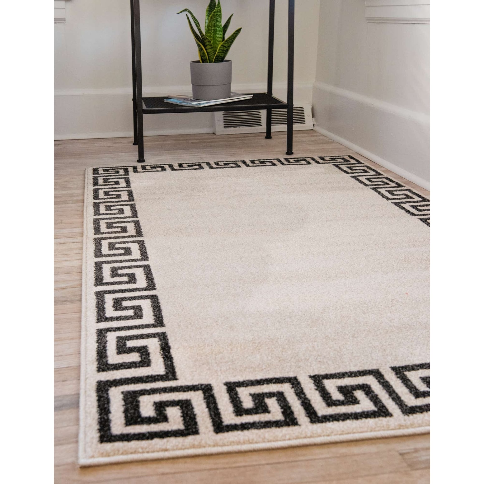 Unique Loom Athens Collection Geometric Casual Modern Border Charcoal Area Rug 3137310 2 x 3 