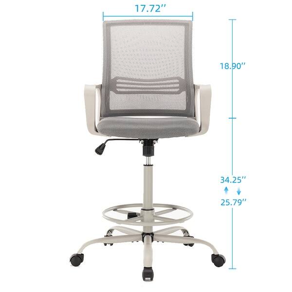 dimension image slide 0 of 3, Home Office Chairs Ergonomic Desk Chair Mesh Drafting Chair with Adjustable Footring