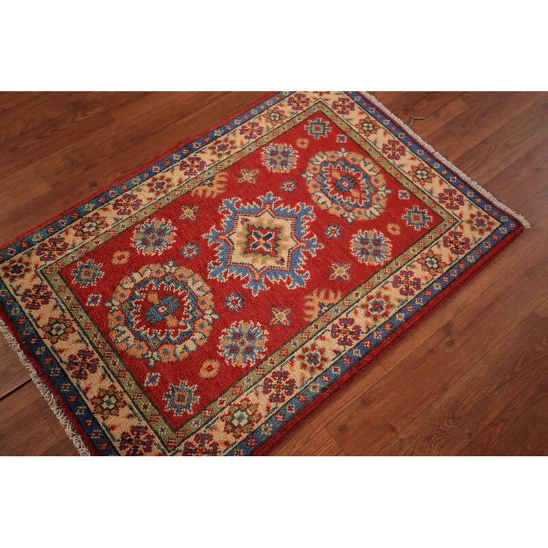 Red Kazak Oriental Accent Rug Hand-Knotted Wool Carpet - 2'0" x 3'0"