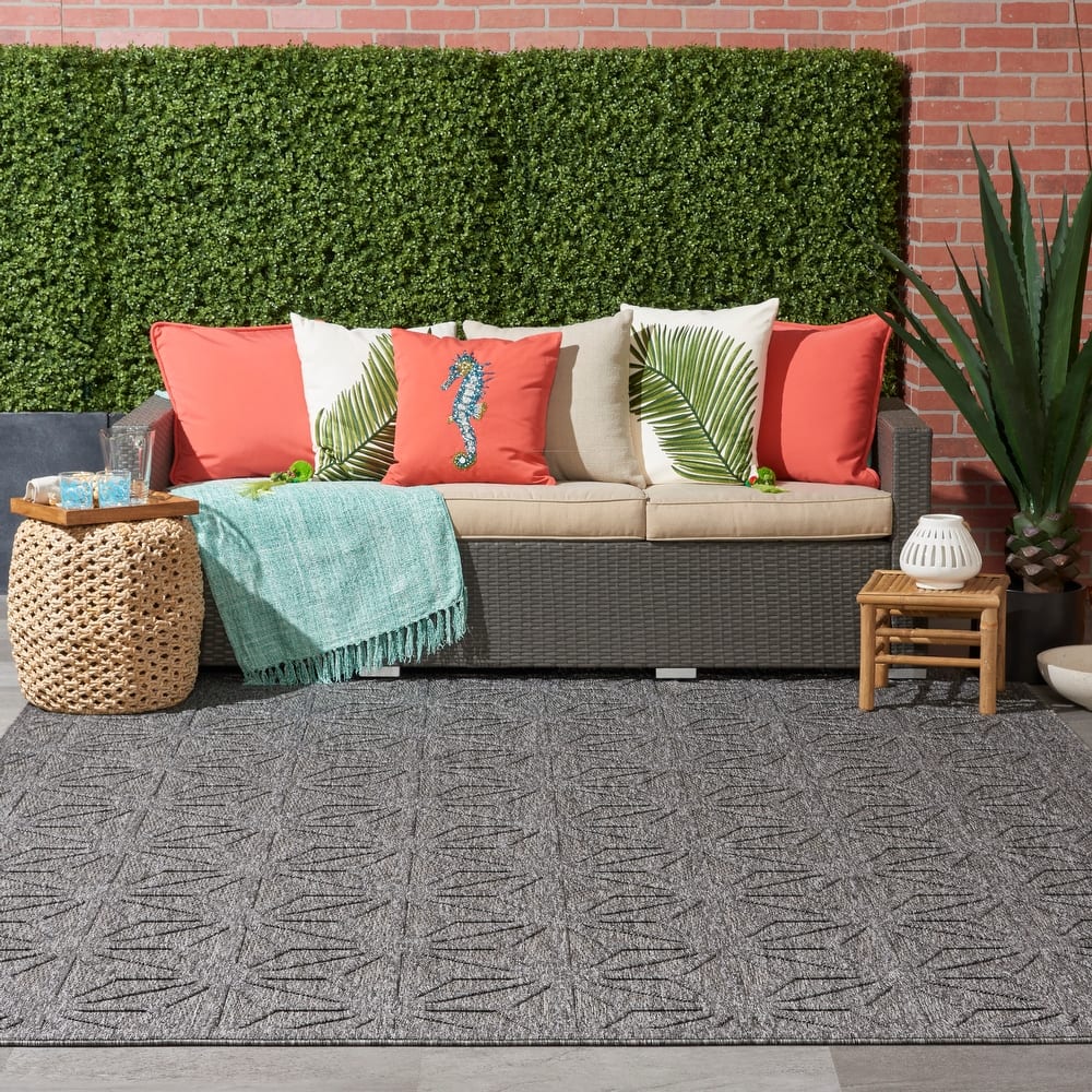 Nourison Palamos Transitional Geometric Indoor Outdoor Area Rug