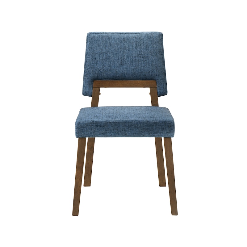 Channell Mid-Century Modern Upholstered Wood Dining Chairs - Set of 2